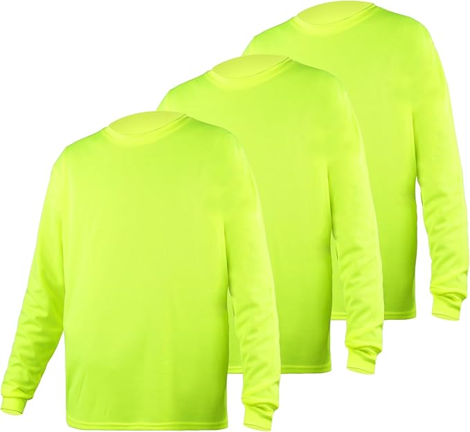 Hi-Vis Safety Yellow Long Sleeve Work Shirt-Fast Shipping from Los Angeles