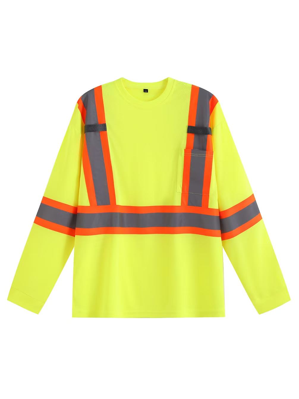 ANSI Class 3 Long Sleeve Safety Shirt 3pcs Set With High Visibility Reflective Tape And Front Pockets