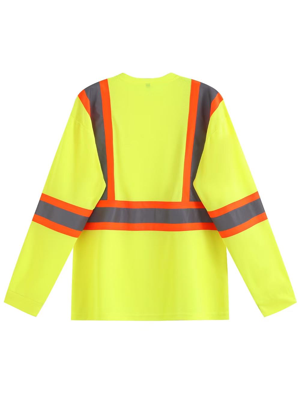 ANSI Class 3 Long Sleeve Safety Shirt 3pcs Set With High Visibility Reflective Tape And Front Pockets